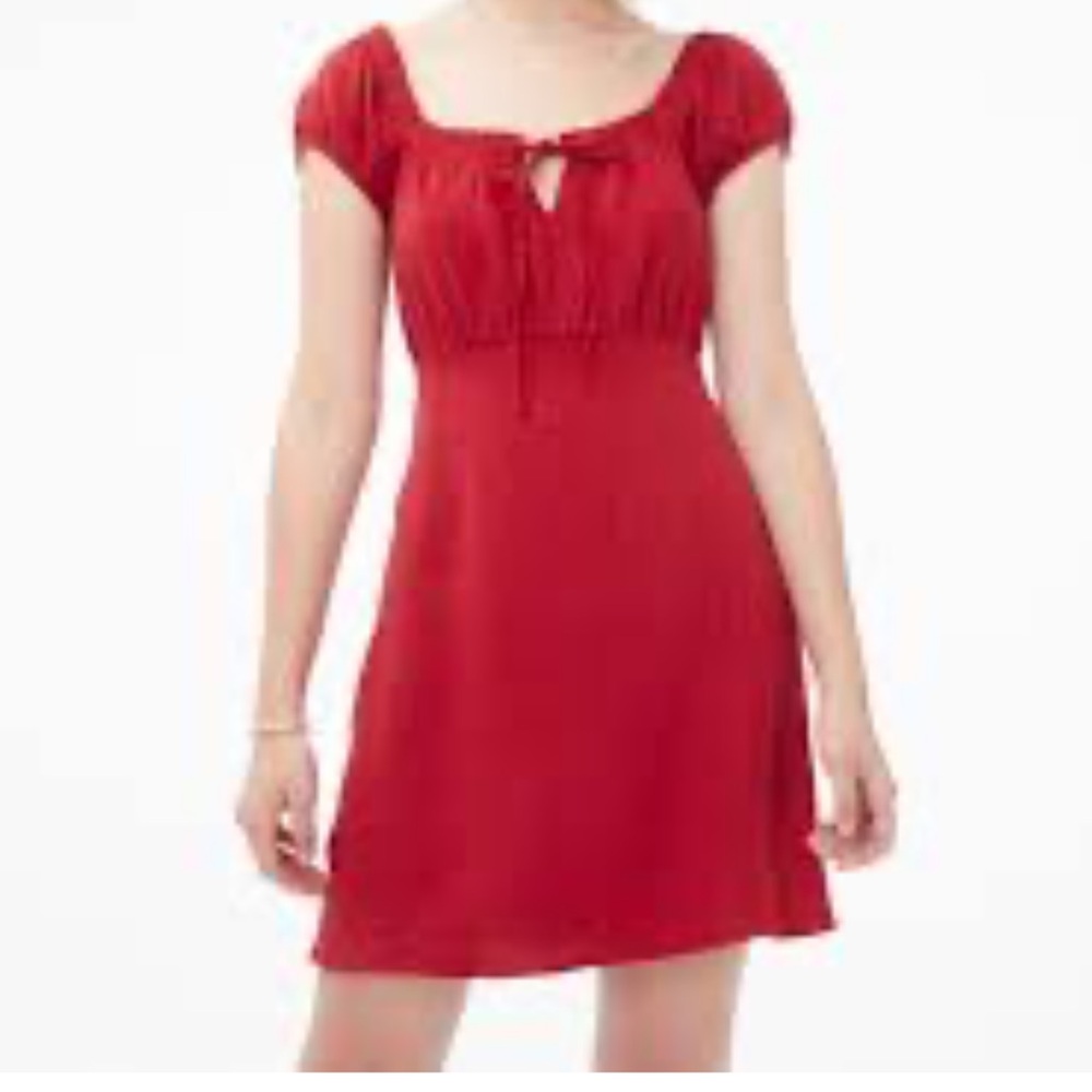 Aeropostale Tie Front Empire-Waist Linen Blend Mini Dress